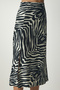 Women's Black Cream Patterned Slit Viscose Skirt FF00137 - 5