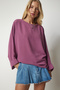 Women's Dark Lilac Bat Sleeve Flowy Ayrobin Blouse TO00084 - 3