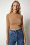 Women's Biscuit High Collar Ribbed Camisole Crop Blouse ub00165 - 4