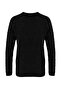 Siyah Slim Fit Dar Kesim Bisiklet Yaka Kol Dokulu Desenli Reglan Kol Triko Kazak TMNAW22KZ0380 - 11