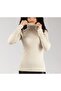 Women's Long Sleeve Turtleneck Lycra Cream Combed Cotton Body - 5