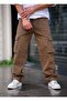 Men's Cargo Pocket Baggy Pants Brown Color