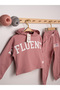 Girl's Cotton Printed Hooded Long Sleeve Tracksuit Set - 6