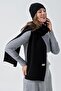 Women's Soft Buttoned Knitted Detailed Scarf Beanie Set Black 24W132 - 3