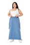 Large Size Side Gather Detailed Elastic Waist Parachute Long Blue Skirt