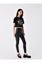 Slim Fit Straight Leather Look Women's Trousers - 3