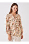 Patterned Long Sleeve - Tie-Up Collar Women's Blouse - 2