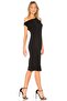 WOMEN'S BLACK ASYMMETRICAL COLLAR JERSEY MIDI DRESS - 3