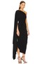 Women's Black Asymmetric Cut Ruched Jersey Dress - 3