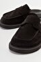 LAVEN Black Suede Genuine Leather Women's Slippers - 5