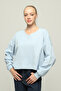 Women's V-Neck Long Sleeve Oversize Special Fabric Blouse - 6