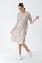 Women's Crew Neck Corded Knee Length Knitwear Dress Beige 24W119