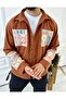 Stamp Shirt Oversize Shirt Pocket Ethnic Pocket Detailed Casual Stamp Thick Jacket Shirt - 4