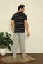 Men's Black V-Neck 3-Piece Pajama Suit 6826 - 5