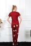 Women's Burgundy Short Sleeve Pajama Suit 20391 - 4