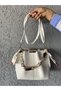 Crocos Women's White Scarf Chain Accessory Soft Leather 3 Compartment Handbag and Shoulder Bag - 5