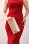 Women's Powder Fabric Evening Dress, Portfolio Evening Bag - 3