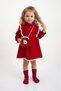 Baby Girl Kids Vintage Velvet Dress with Bag Lace Detail Long Sleeve Stand Collar 2-Piece - 2