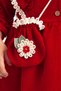 Baby Girl Kids Vintage Velvet Dress with Bag Lace Detail Long Sleeve Stand Collar 2-Piece - 3
