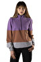 Unisex Purple-brown Three Block Half Zipper Comfortable Fit Trend Model Sweatshirt - 2