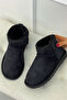 Women's Black Ultra Mini Thick Flat Sole Winter Shoes with Wool Inside, Lightweight Comfortable Stylish Suede Ug Boots - 2