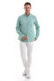 Green Comfort Fit Straight 100% Cotton Buttoned Collar Long Sleeve Casual Oxford Shirt - 2