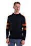 Navy Blue Comfort Fit Plain Cotton Half Turtleneck Casual Knitwear Sweater - 5