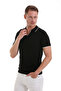 Black Regular Fit Patterned Cotton Polo Collar Casual T-Shirt - 4