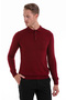 Claret Red Regular Fit Plain Polo Collar Knitwear Sweater