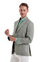 Green Slim Fit Plain Mono Collar Casual Linen Jacket - 4