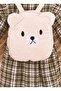 Plush Teddy Bear Backpack Gift Plaid Full Length Buttoned Girl's Green Winter Dress - 5