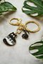 Harmonie de Chats Gift Music and Cat Figured Enamel Metal Keychain Black