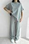 Women's Sleeveless Round Collar Gray Knitwear Blouse and Pocket Detailed Gray Knitwear Trousers Double Suit 070