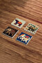 Indian Elephant Art Natural Stone Travertine Coasters Set of 4 - 3