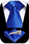 Men's Satin Tie Handkerchief And Silver Steel Tie Clip Set - 6
