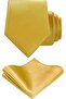 Men's Satin Tie Handkerchief And Gold Steel Tie Clip Set - 7