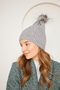 Gray Women's Pompom Knitted Detailed Knitwear Beret - 4