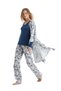 Women's Long Sleeve V-Neck Navy Blue Pajamas & Dressing Gown Set 51224-51227 - 3