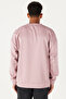Men's Dusty Rose Oversize Loose Cut Crew Neck Plain Sweatshirt - 5