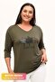 Large Size New Season Casual Comfort Model Leaf Pattern Stone Printed Half Sleeve Mother 4 Seasons Blouse
