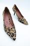 Women's Leopard Stiletto Low Heel Shoes - Candy - 4