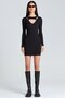 1968 Drop Detailed Black Dress with Low-cut Breast