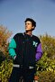 Oversize Fit College Collar Bomber Printed Soft Furry Cardigan