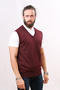 Woolen Sleeveless Knitwear Sweater - Claret Red - 3