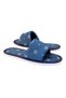 Men's Navy Blue Marine Patterned Open Front Soft Sole House Slippers - 5