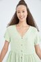 Flounce Detailed V-Neck Floral Dress - 4