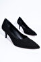 Women's Black Suede Low Heel Stiletto Shoes - Candy - 4