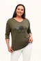 Large Size New Season Casual Comfort Model Leaf Pattern Stone Printed Half Sleeve Mother 4 Seasons Blouse - 6
