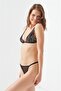 Black Lace Transparent String Panty Women's Bra Set - 3