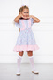 Blue Flower Patterned Girl's Dress - 5